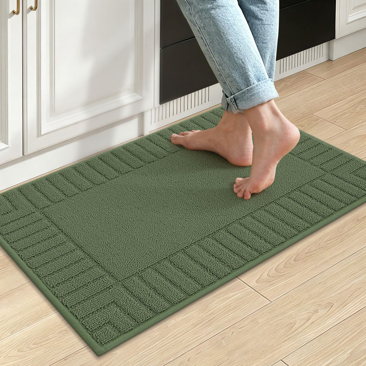 BEQHAUSE Kitchen Rugs 20"x30", Non Slip Washable Kitchen Floor Mat, Grey