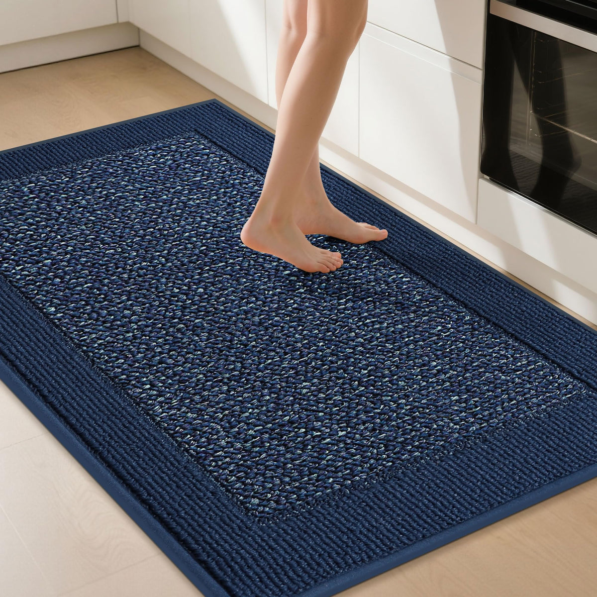 BEQHAUSE Kitchen Rugs Set of 2, Non Slip Washable, 24"x36"+24"x60", Black