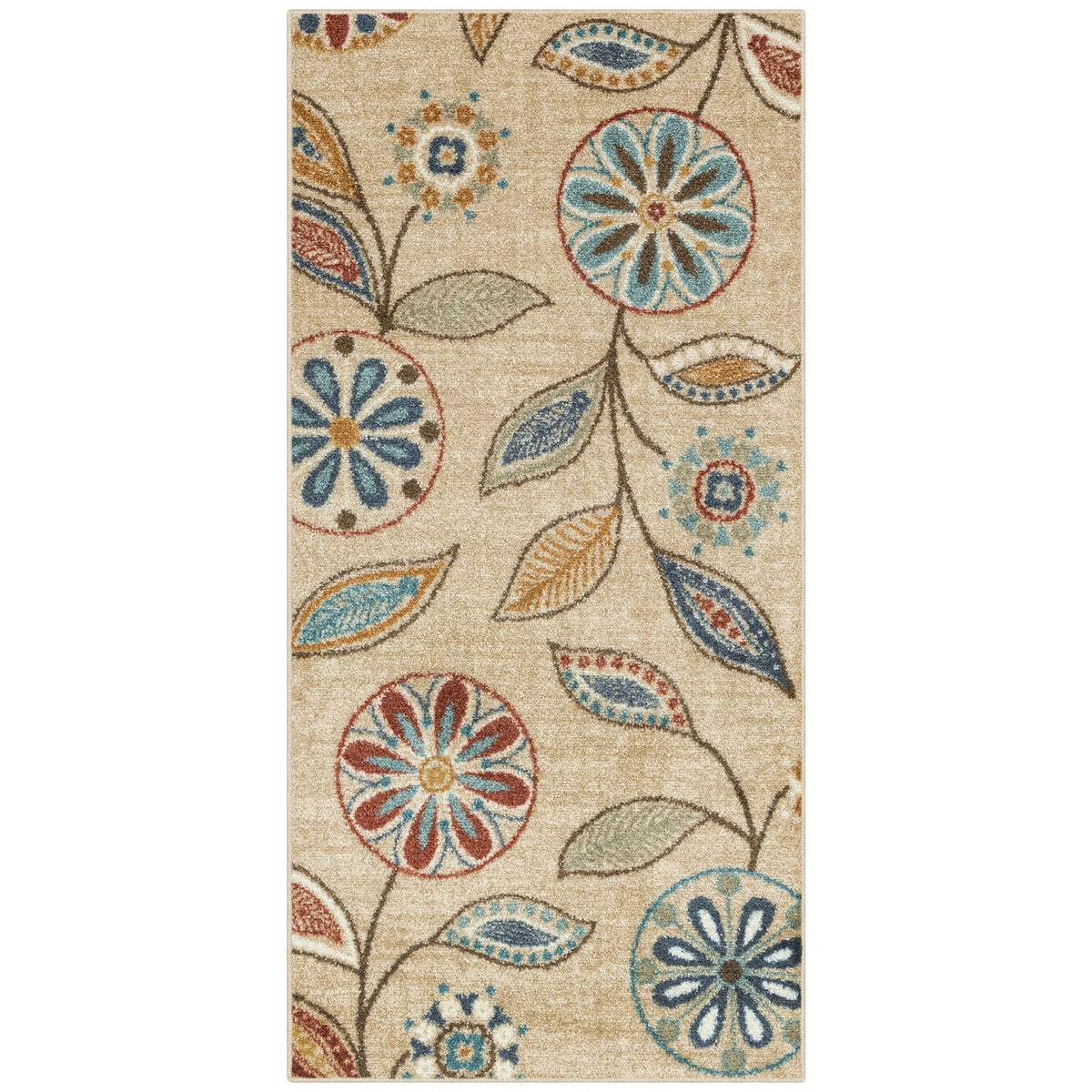Maples Rugs Reggie Bohemian Floral Print Kitchen Rug, 2'6 x 3'10, Dark Grey