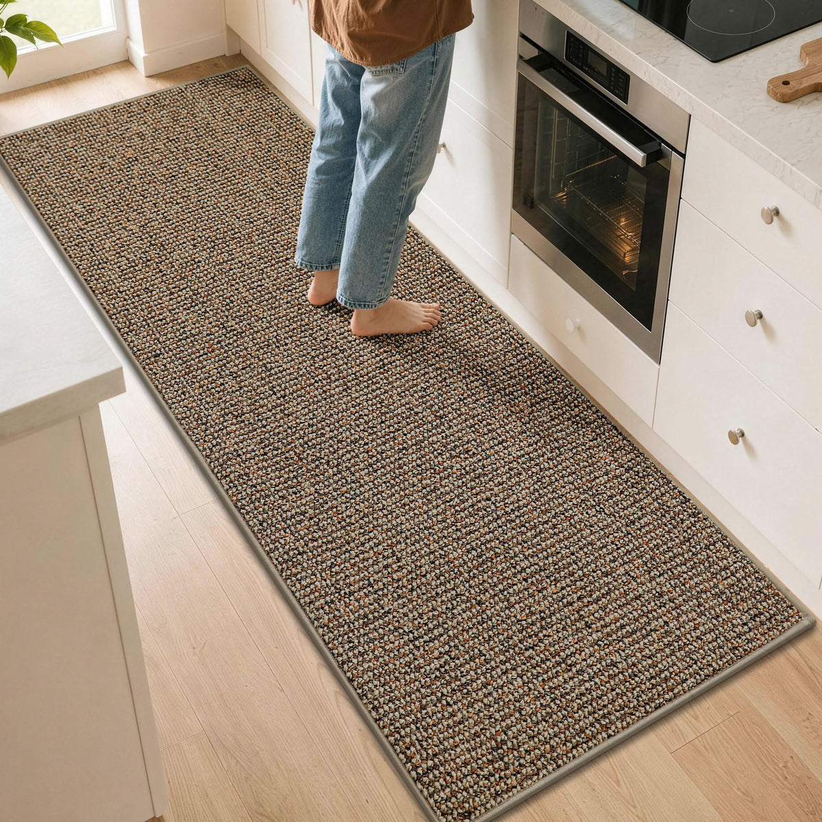 BEQHAUSE Kitchen Rugs 32"x48", Non-Slip Kitchen Mats for Floor, Taupe