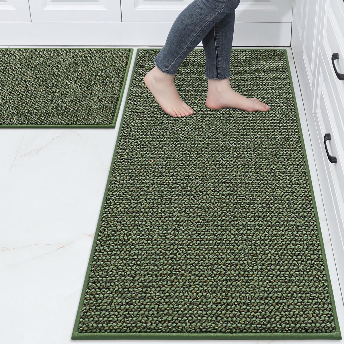 BEQHAUSE Kitchen Rugs 32"x48", Non-Slip Kitchen Mats for Floor, Taupe