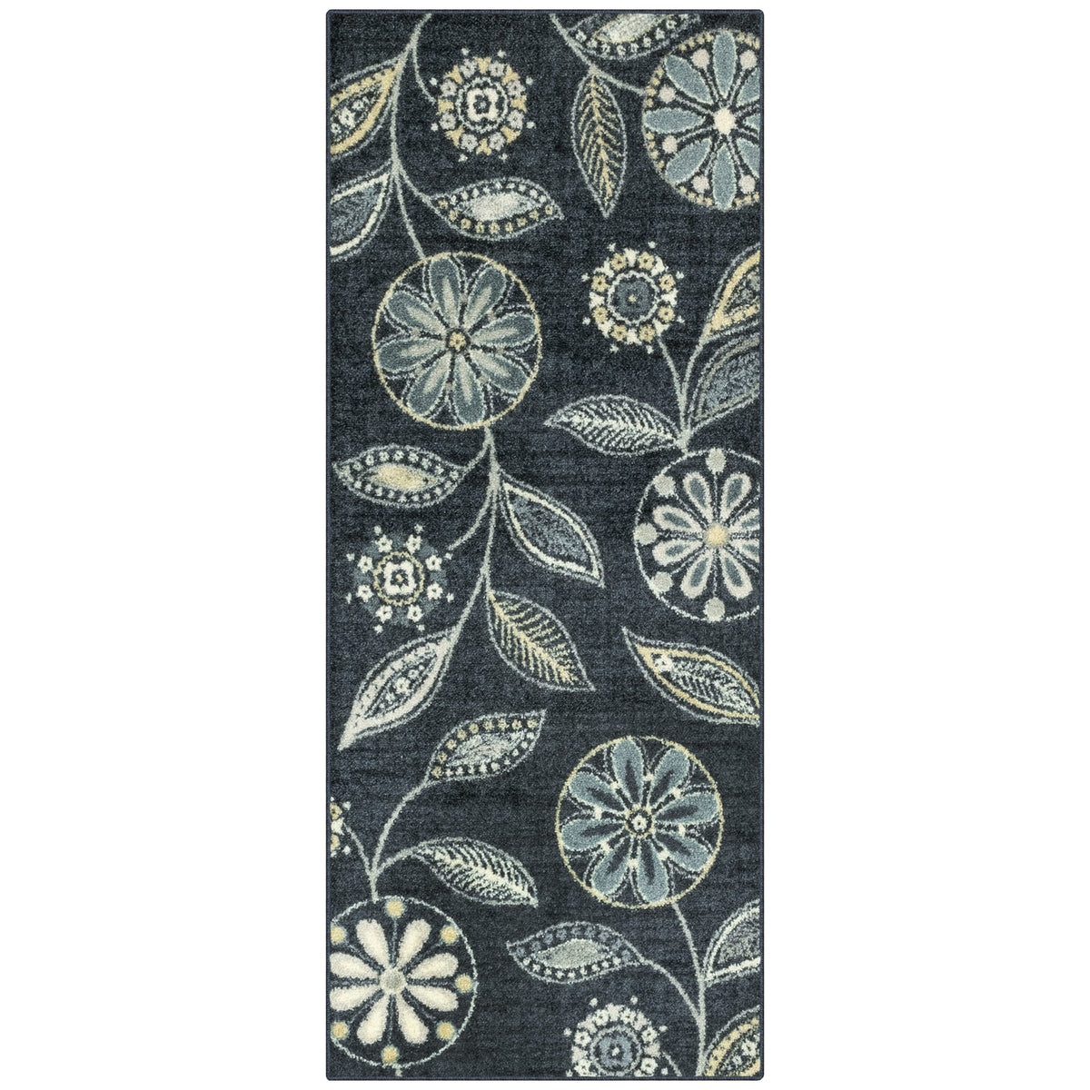 Maples Rugs Reggie Bohemian Floral Print Kitchen Rug, 2'6 x 3'10, Dark Grey
