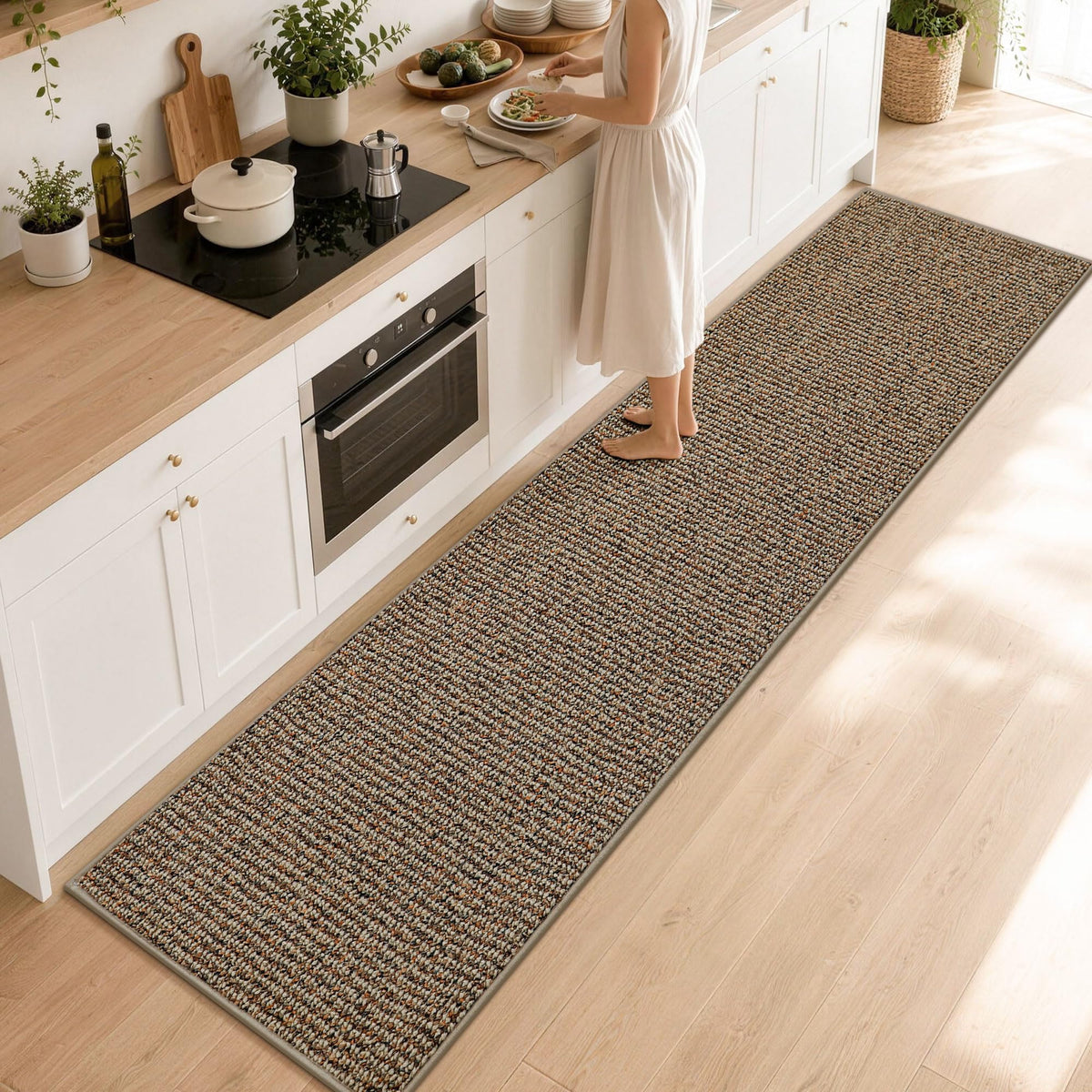 BEQHAUSE Kitchen Rugs 32"x48", Non-Slip Kitchen Mats for Floor, Taupe
