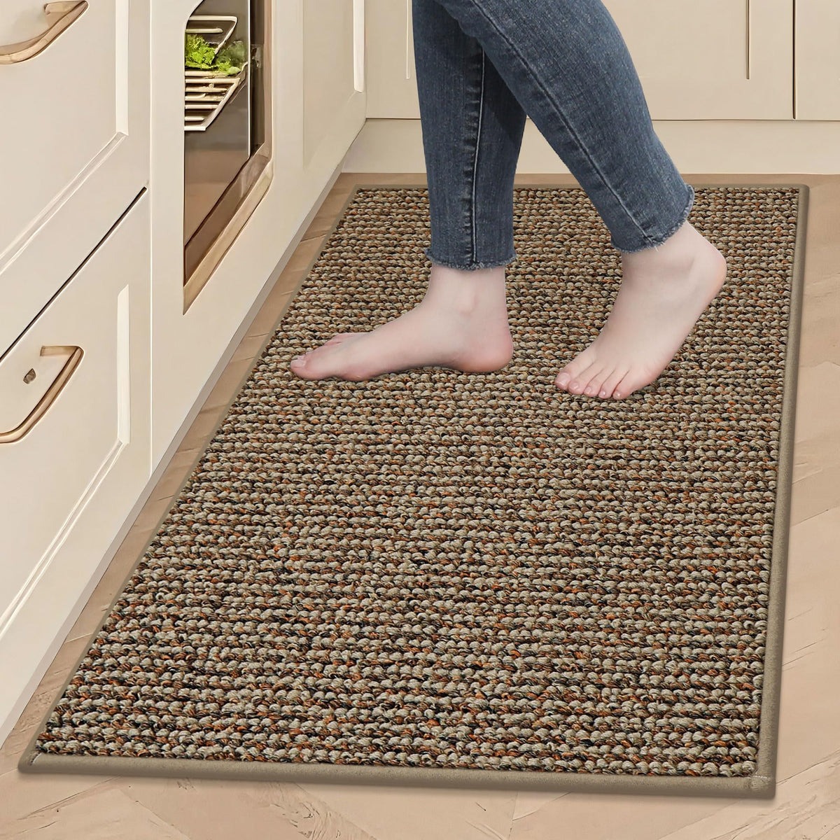 BEQHAUSE Kitchen Rugs 32"x48", Non-Slip Kitchen Mats for Floor, Taupe