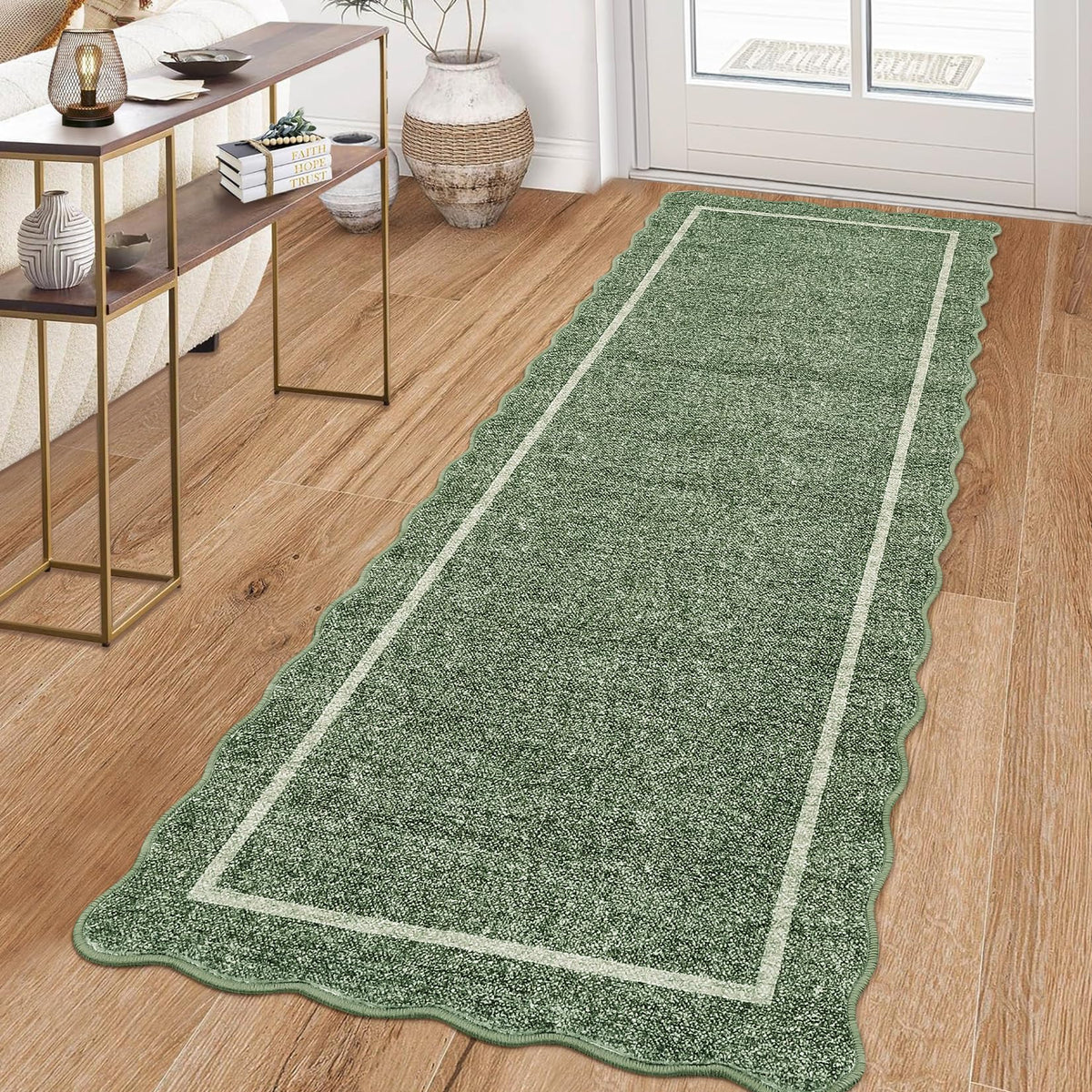 GarveeHome Scalloped Washable Runner Rug 2x6 Non Slip Kitchen Rugs