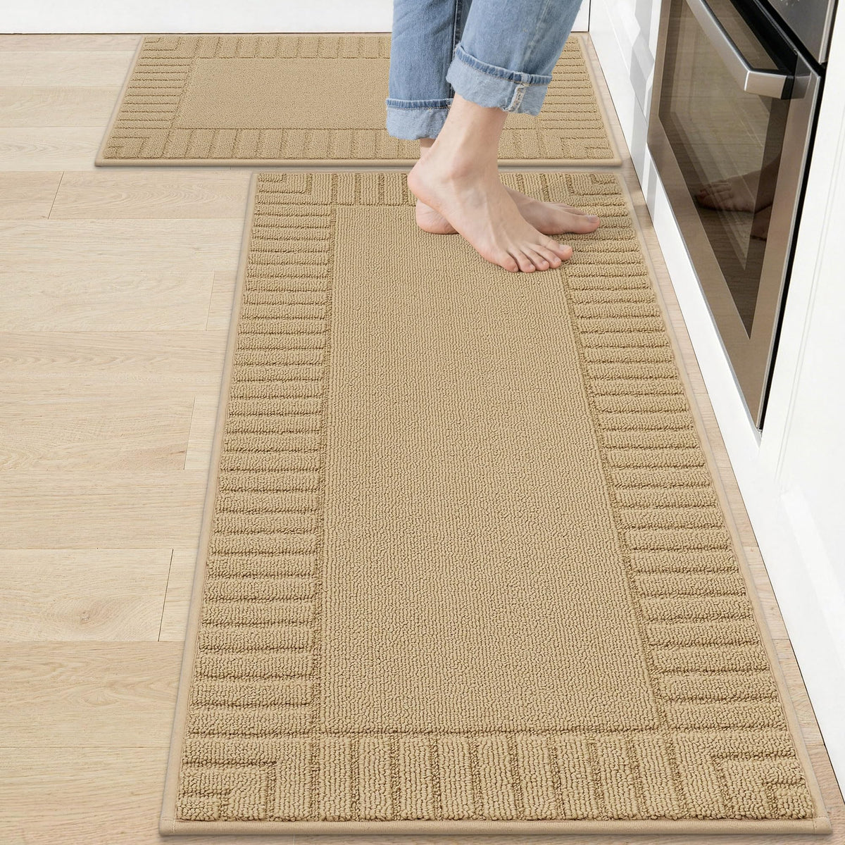BEQHAUSE Kitchen Rugs 20"x30", Non Slip Washable Kitchen Floor Mat, Grey