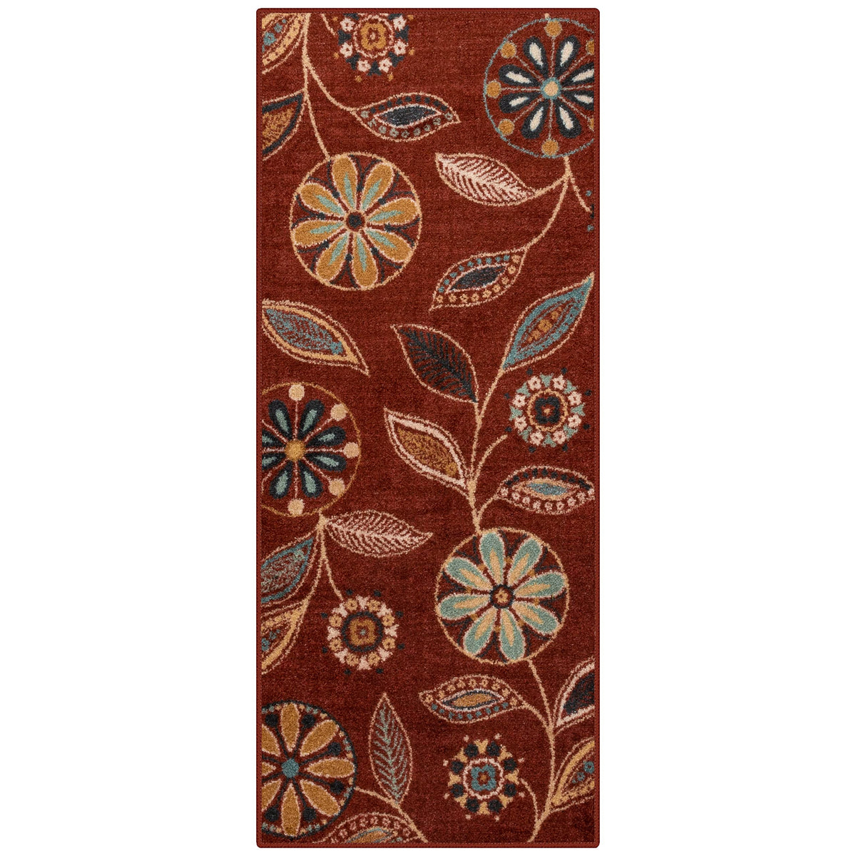 Maples Rugs Reggie Bohemian Floral Print Kitchen Rug, 2'6 x 3'10, Dark Grey