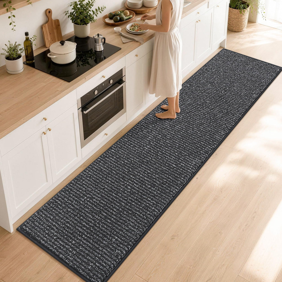 BEQHAUSE Kitchen Rugs 32"x48", Non-Slip Kitchen Mats for Floor, Taupe