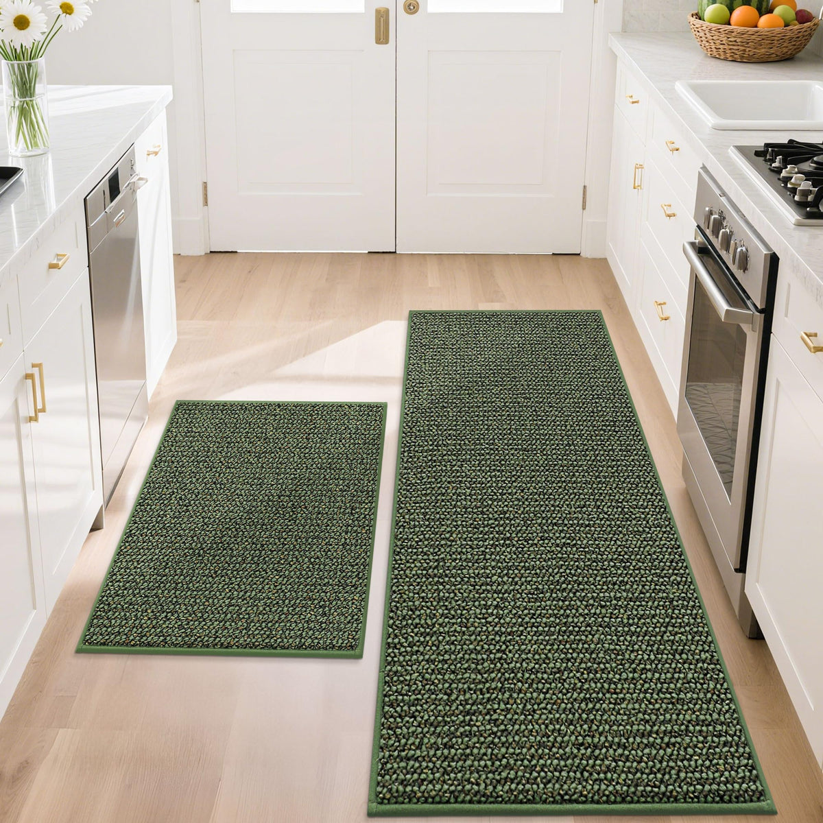 BEQHAUSE Kitchen Rugs 32"x48", Non-Slip Kitchen Mats for Floor, Taupe