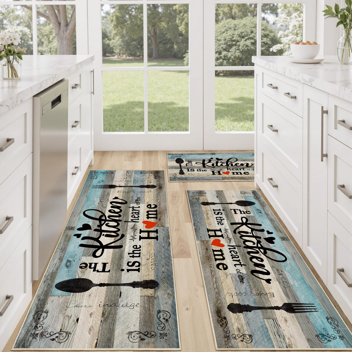 Kitchen Rugs Non Slip Washable Farmhouse Kitchen Mats for Floor, Rustic
