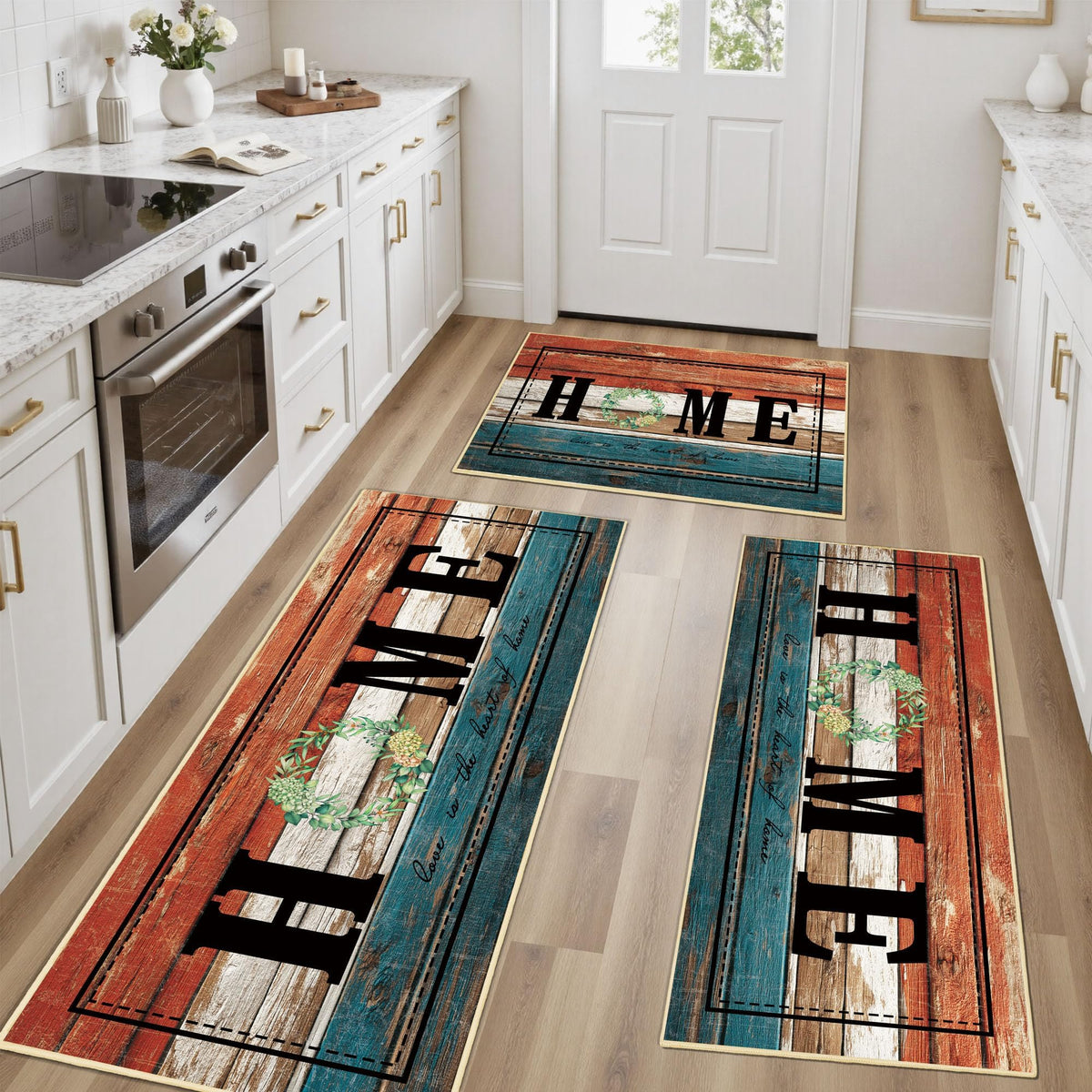 Kitchen Rugs Non Slip Washable Farmhouse Kitchen Mats for Floor, Rustic