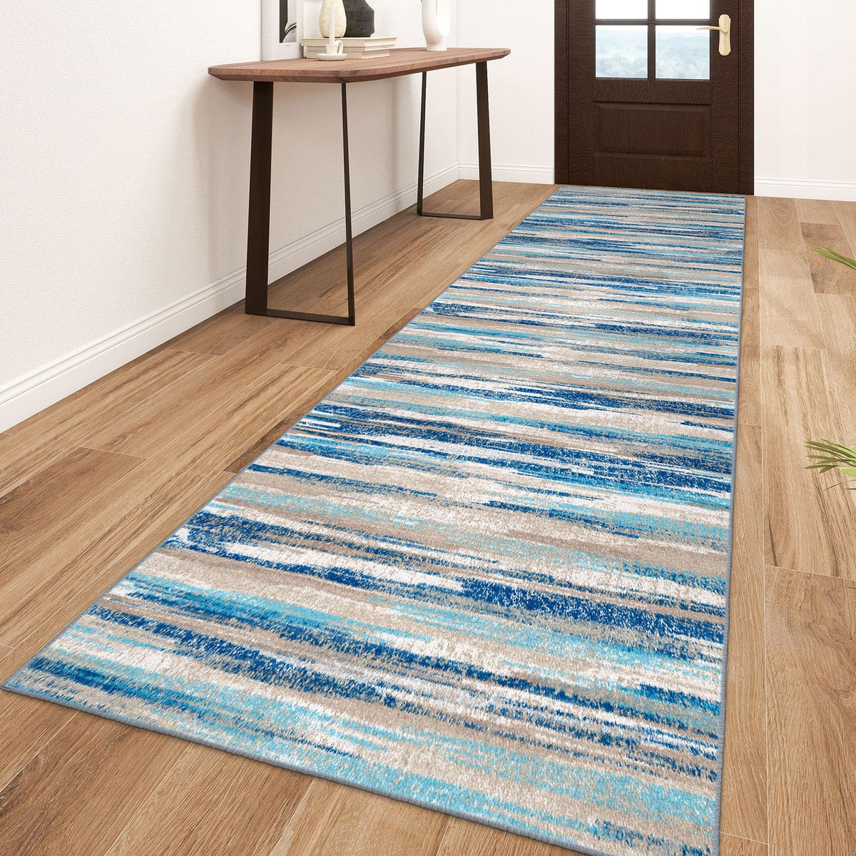 Lansny Modern Abstract 2x5 Runner Rug Non Slip Washable Kitchen Rugs