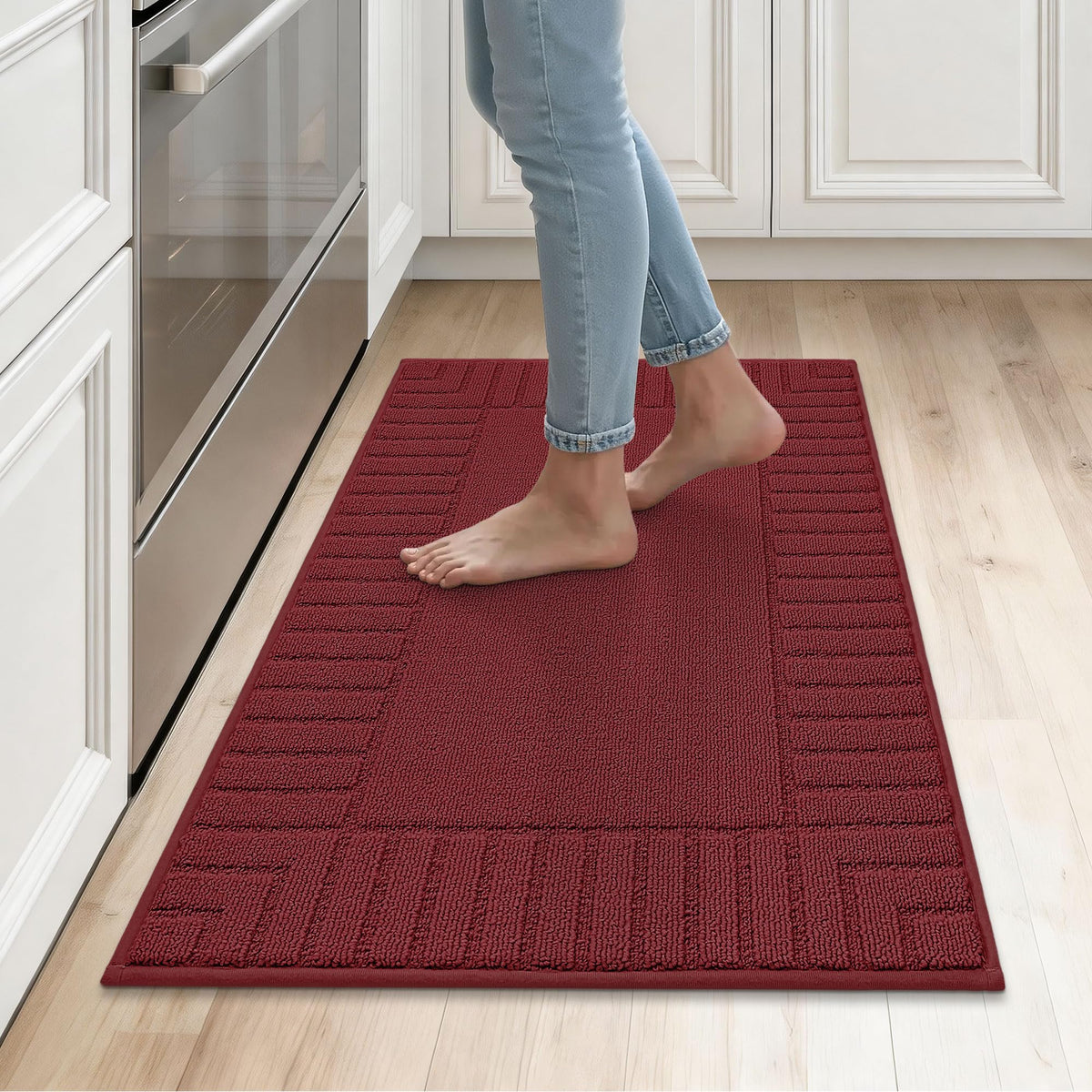 BEQHAUSE Kitchen Rugs 20"x30", Non Slip Washable Kitchen Floor Mat, Grey