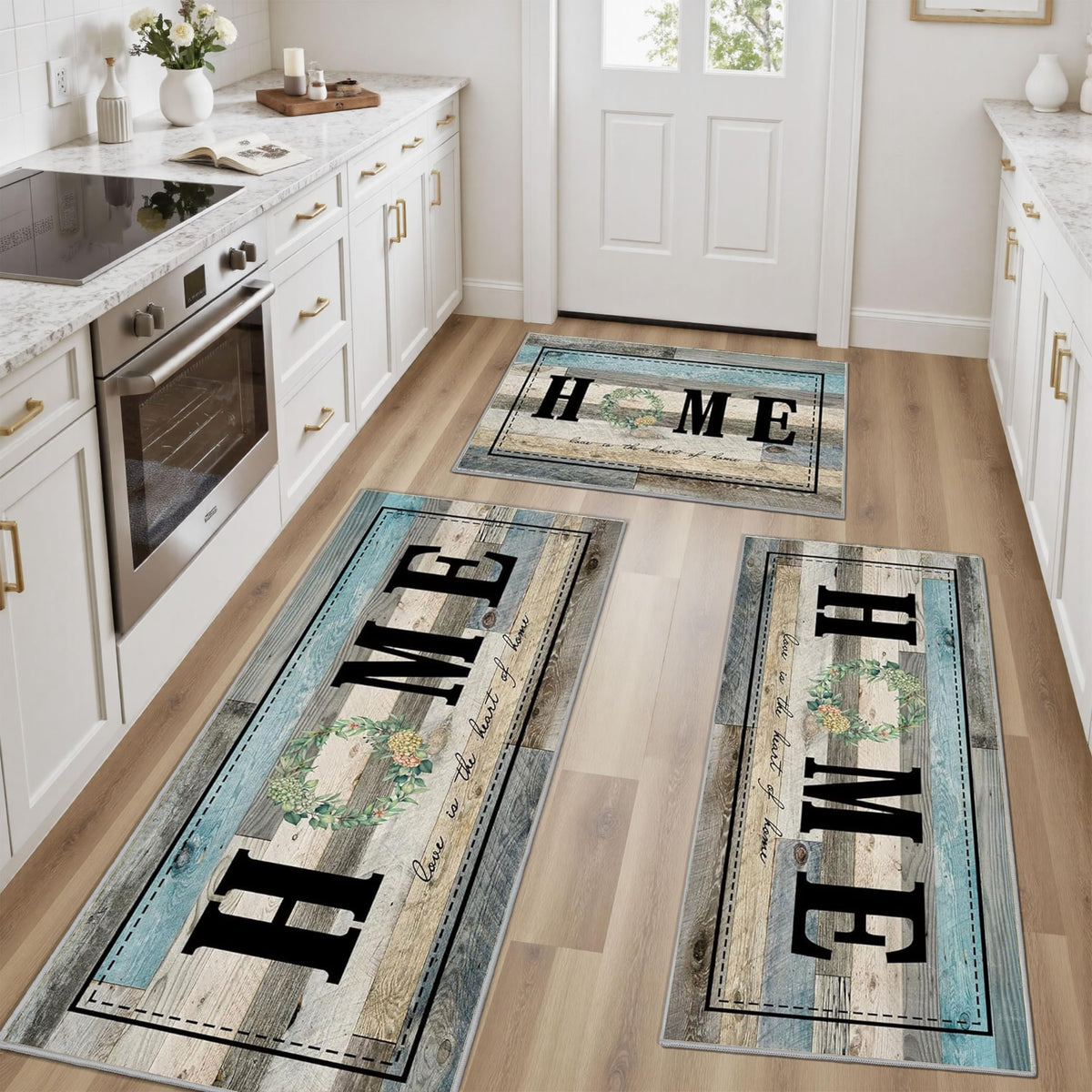 Kitchen Rugs Non Slip Washable Farmhouse Kitchen Mats for Floor, Rustic