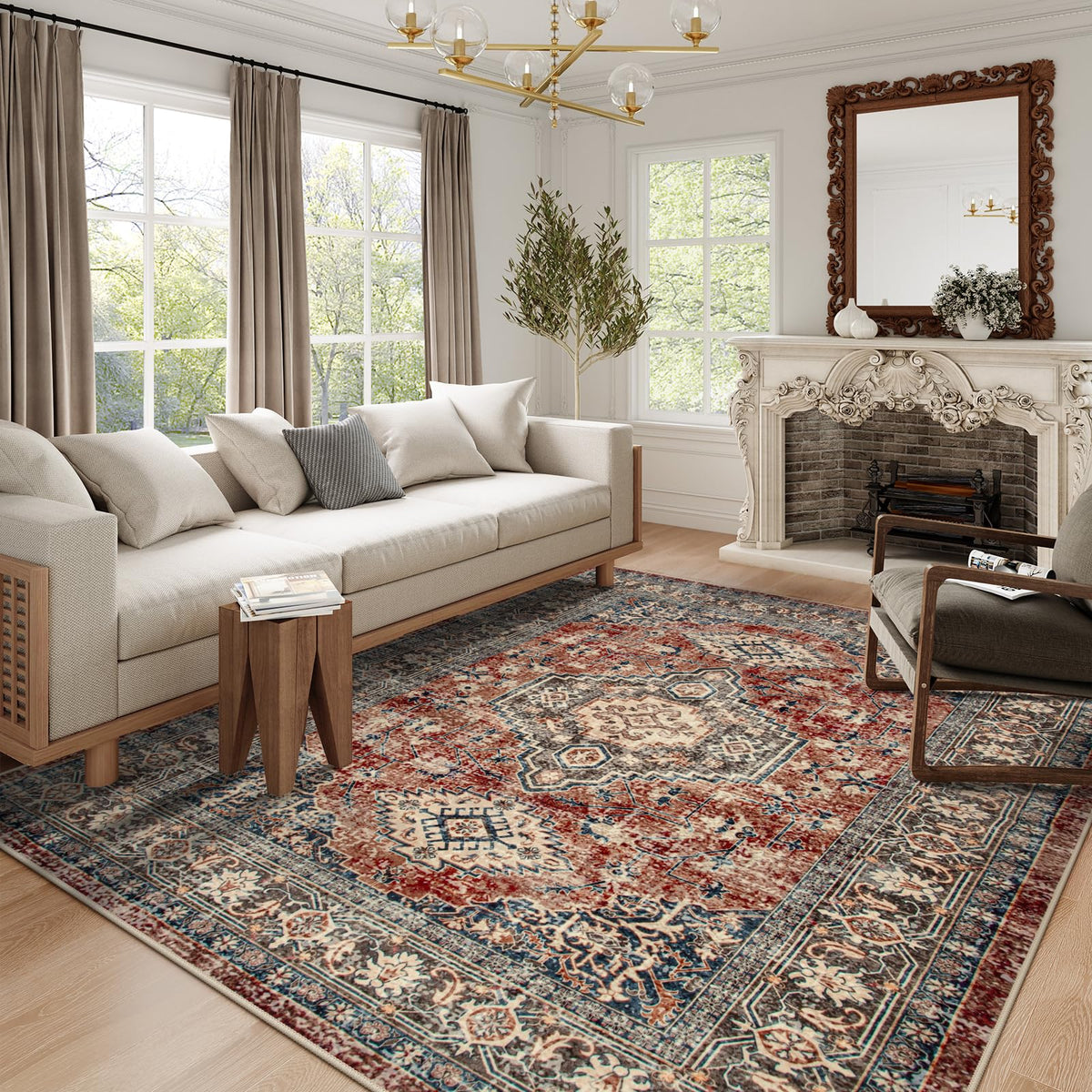Lahome Oriental Kitchen Runner Rug Non Slip, 2x8 Runners for Hallways