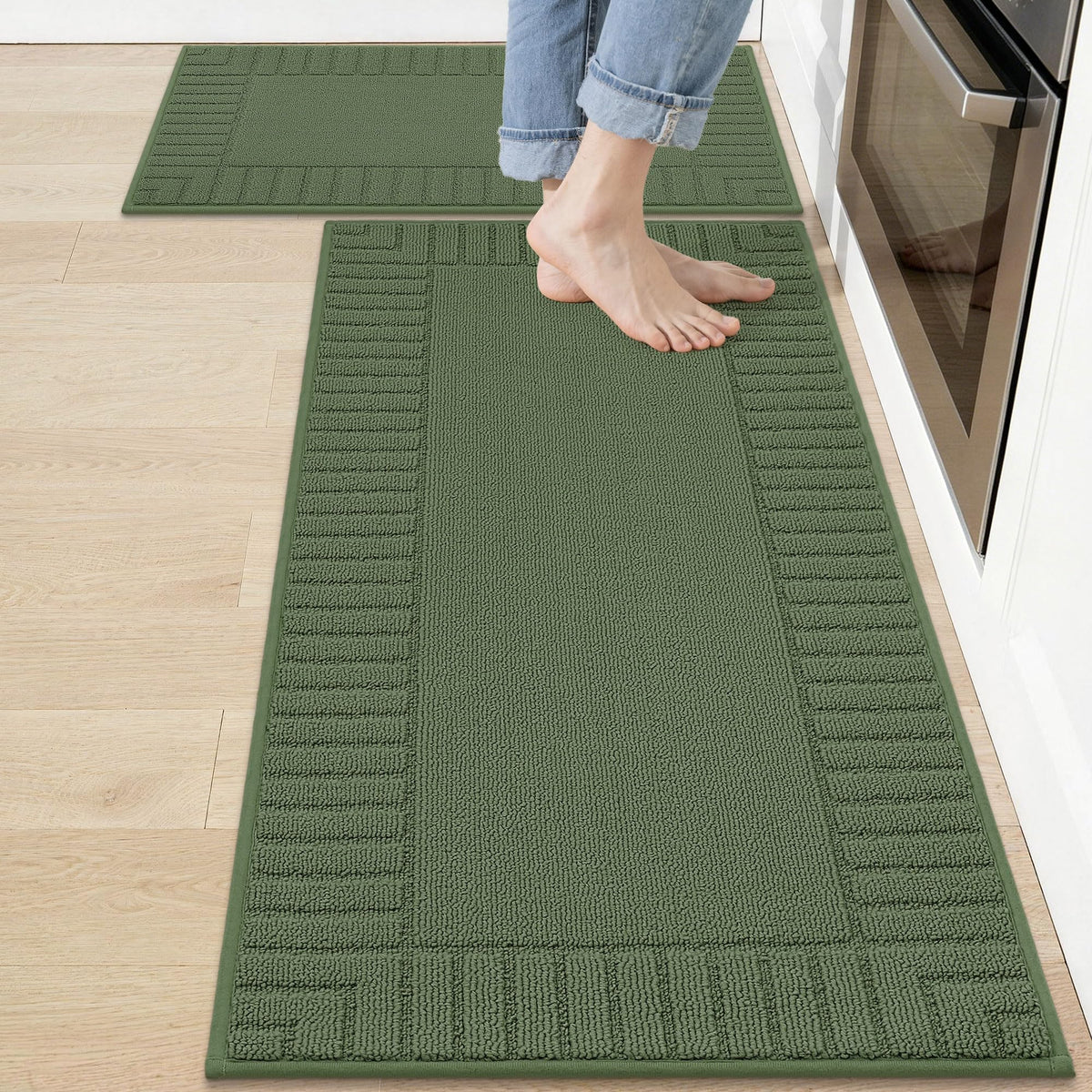 BEQHAUSE Kitchen Rugs 20"x30", Non Slip Washable Kitchen Floor Mat, Grey