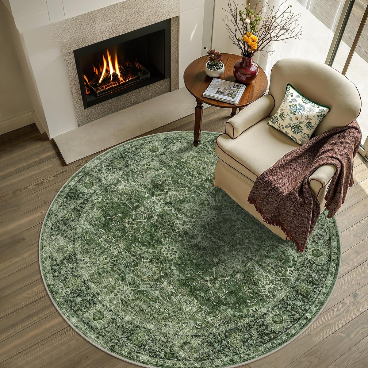 2x3 Washable Rug Beige Vintage Rugs for Entryway Kitchen