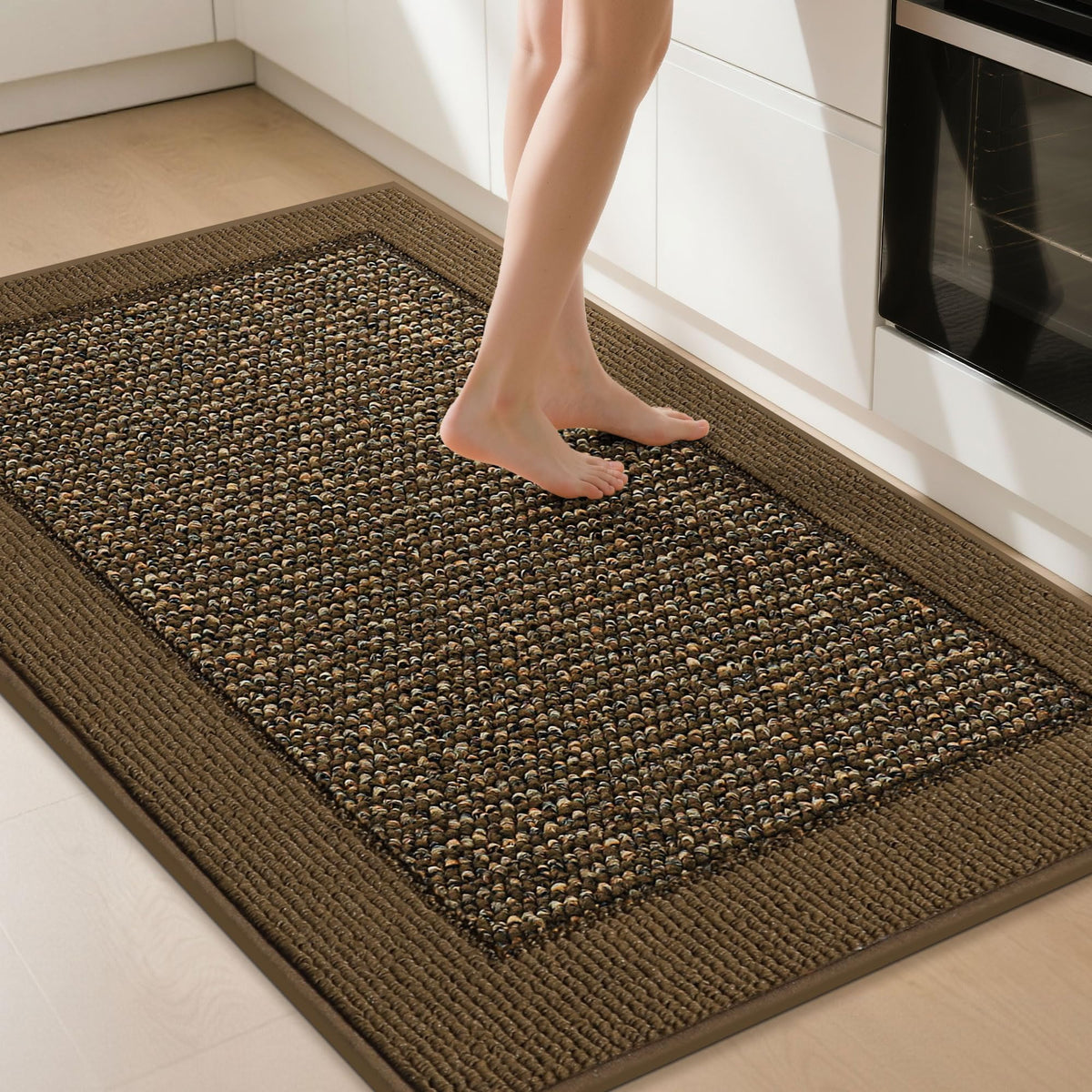 BEQHAUSE Kitchen Rugs Set of 2, Non Slip Washable, 24"x36"+24"x60", Black