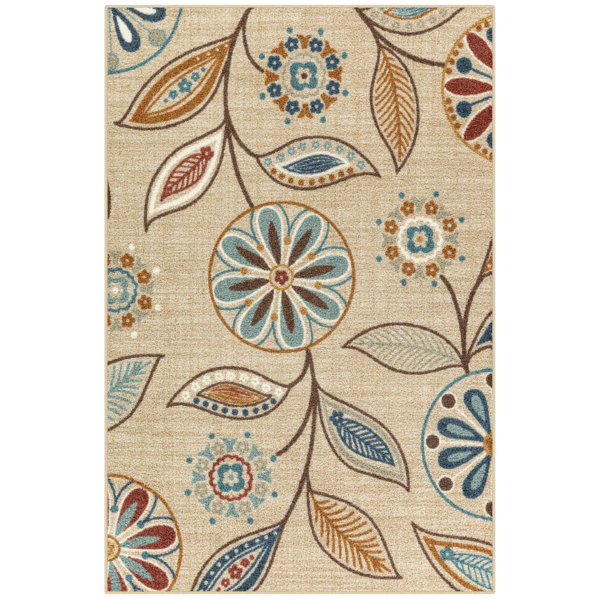 Maples Rugs Reggie Bohemian Floral Print Kitchen Rug, 2'6 x 3'10, Dark Grey
