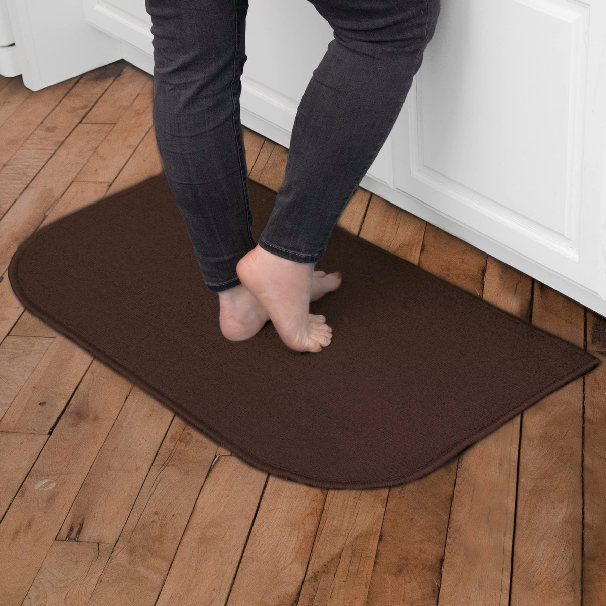 Ritz Solid Accent Rug: 18" x 30" Stain Resistant Kitchen or Living Room Floor Mat, Latex Backing, Machine Washable, Red