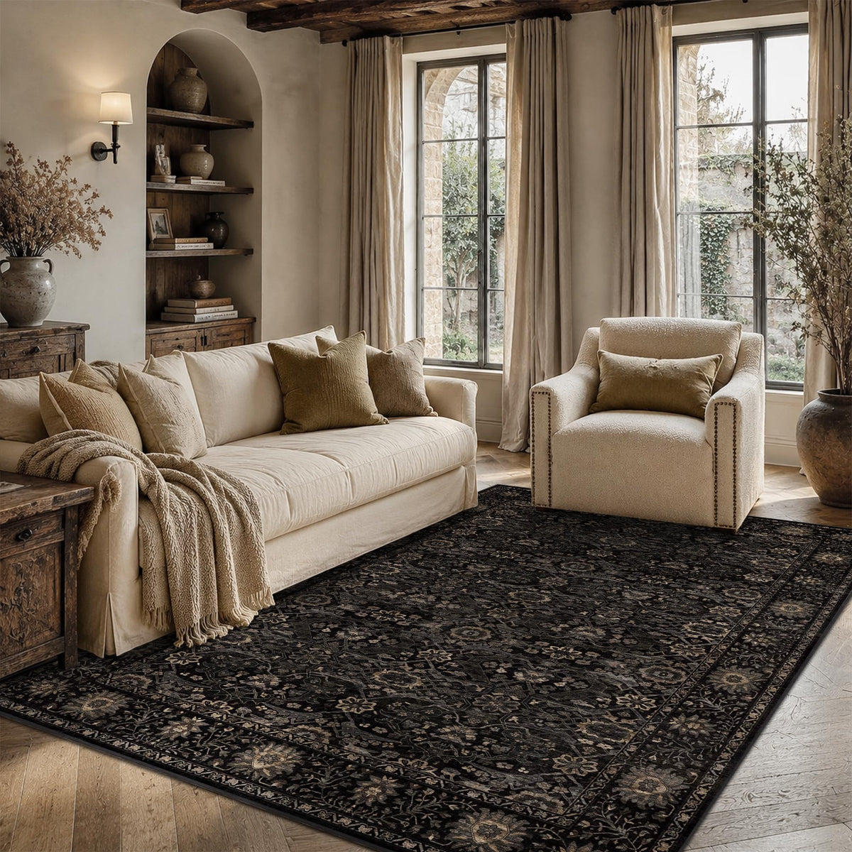 2x3 Washable Rug Beige Vintage Rugs for Entryway Kitchen