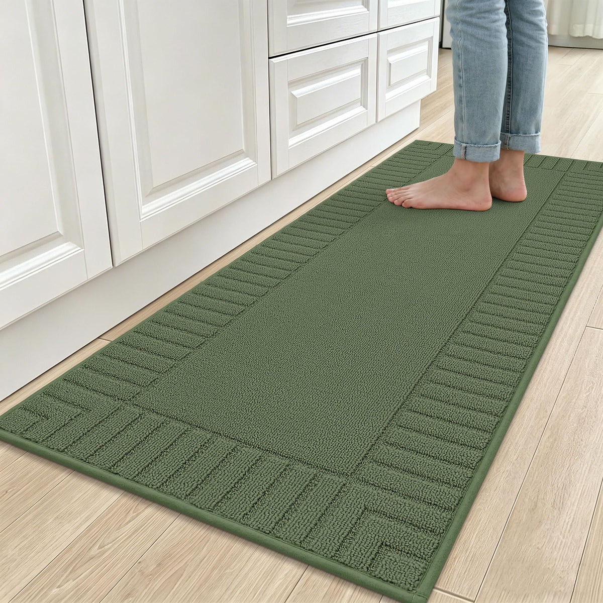 BEQHAUSE Kitchen Rugs 20"x30", Non Slip Washable Kitchen Floor Mat, Grey