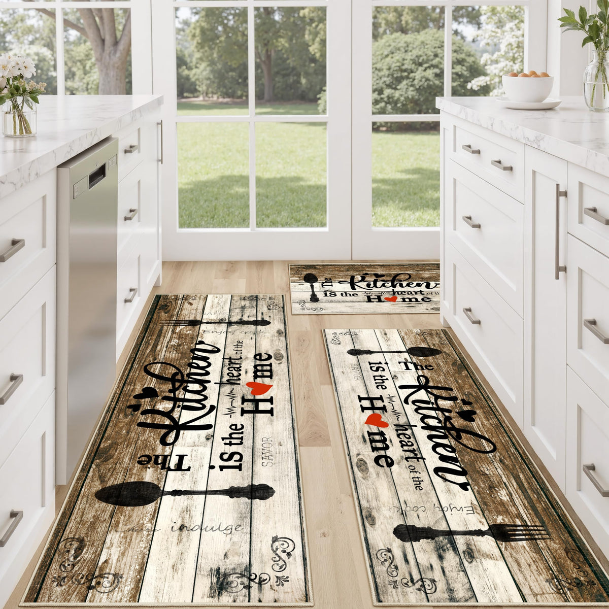 Kitchen Rugs Non Slip Washable Farmhouse Kitchen Mats for Floor, Rustic