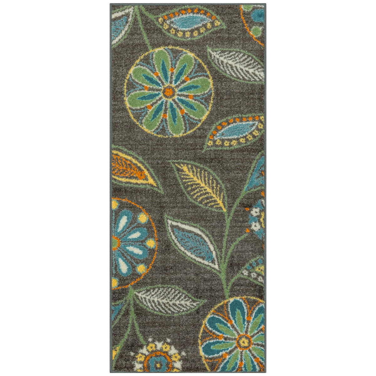 Maples Rugs Reggie Bohemian Floral Print Kitchen Rug, 2'6 x 3'10, Dark Grey