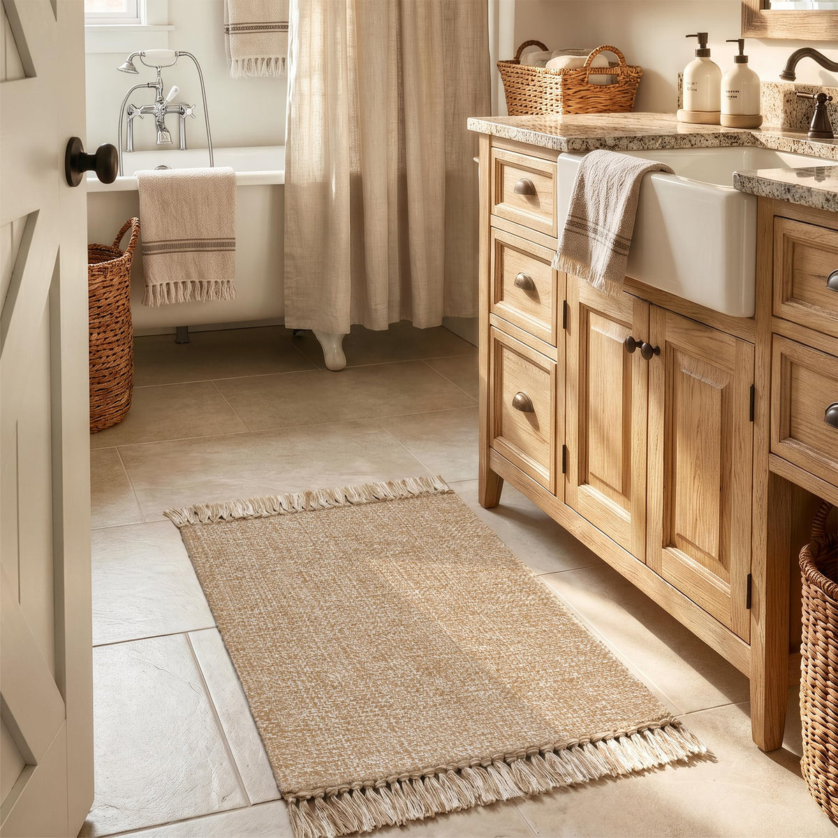 Collive Bathroom Runner Rug, 2' x 5' Modern Farmhouse Kitchen Rugs