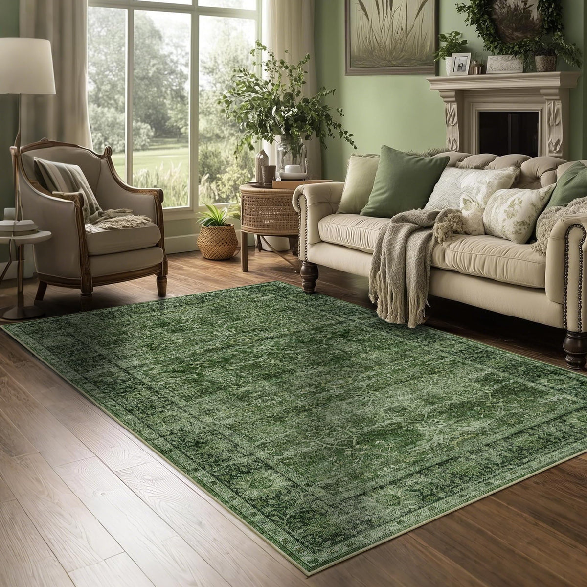 2x3 Washable Rug Beige Vintage Rugs for Entryway Kitchen