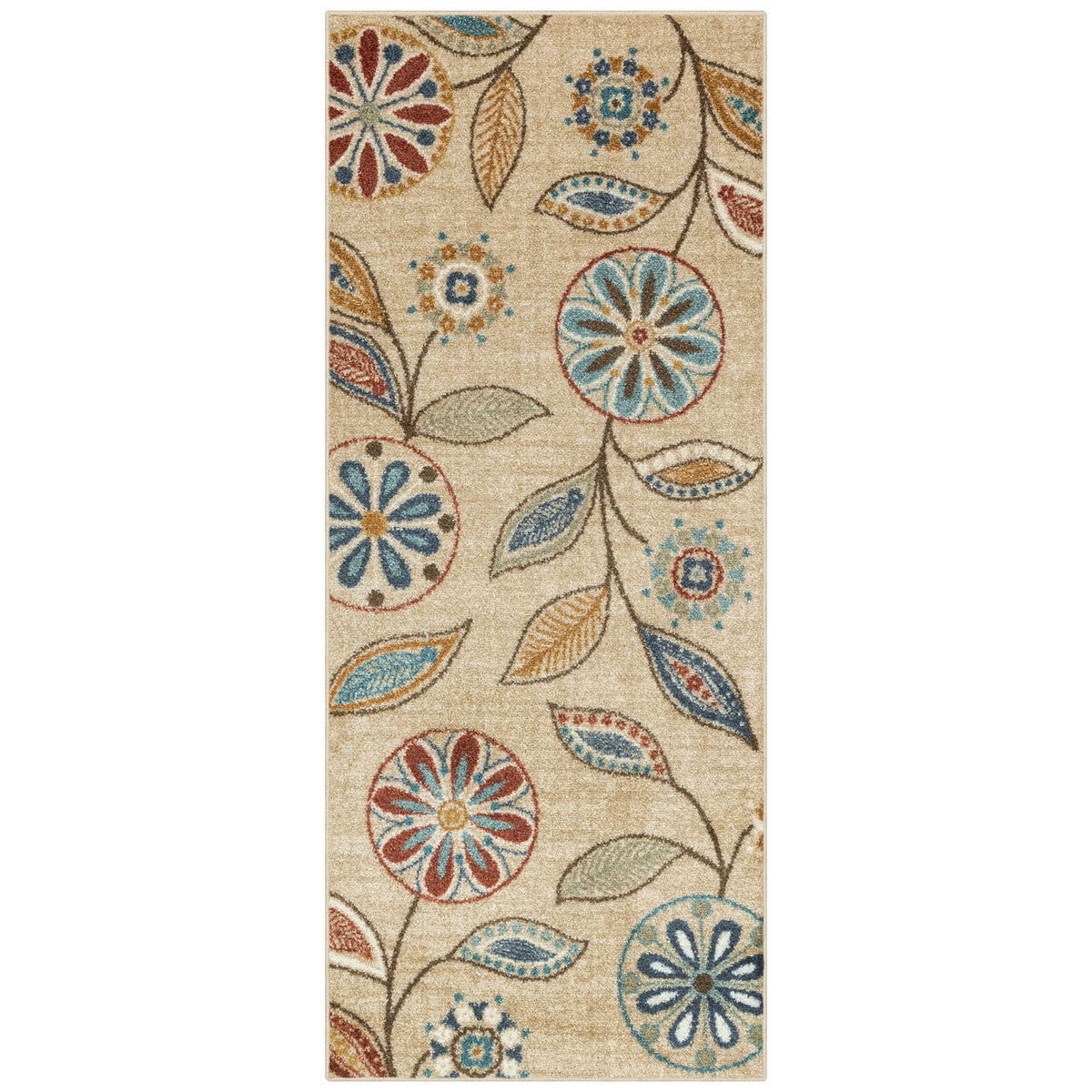 Maples Rugs Reggie Bohemian Floral Print Kitchen Rug, 2'6 x 3'10, Dark Grey