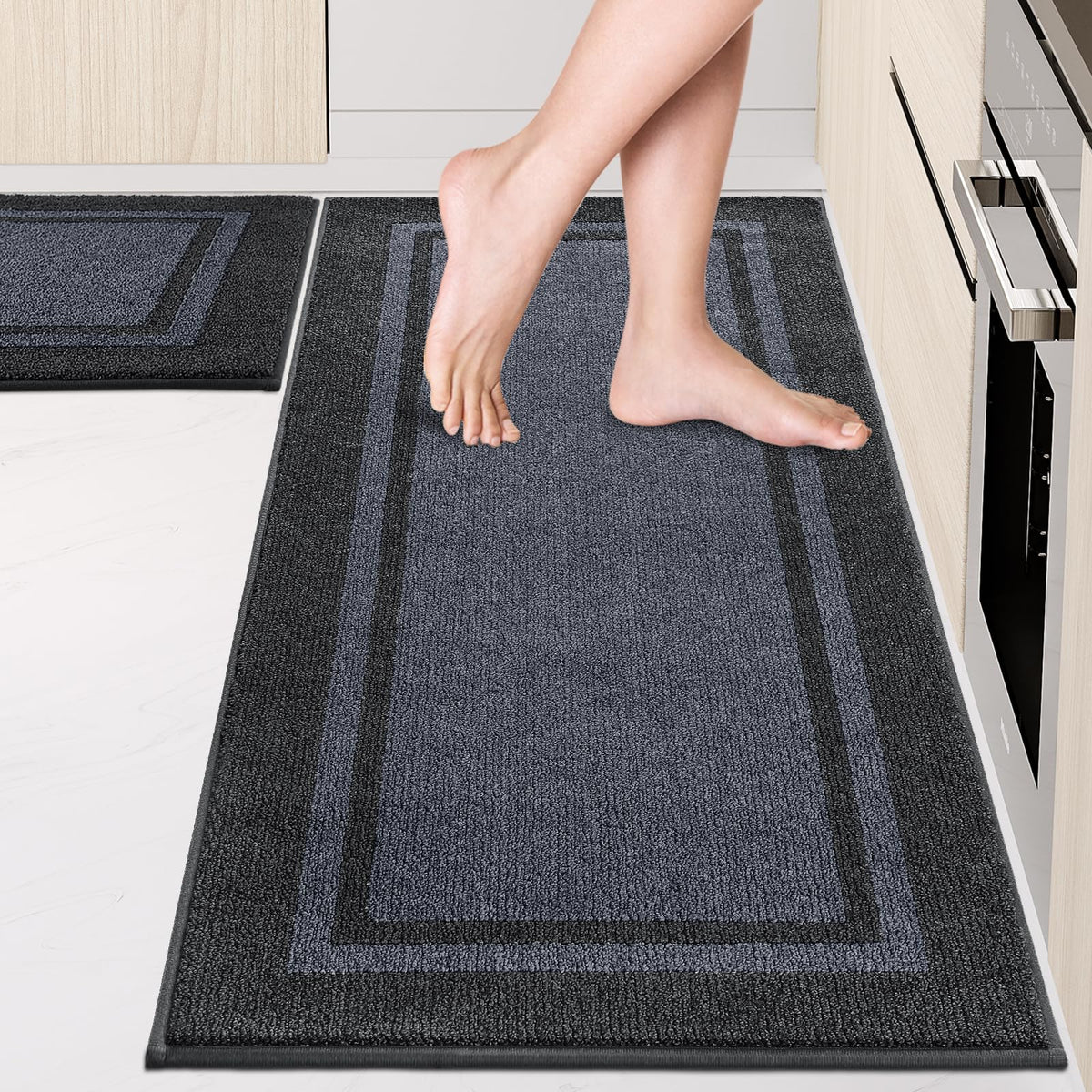 Kitchen Rugs 24" x 36", Non-Slip Kitchen Mats, Beige & Grayish Brown