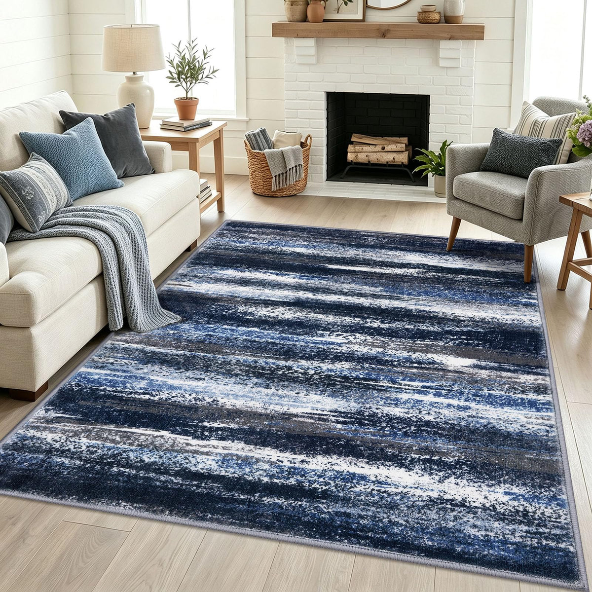 Lansny Modern Abstract 2x5 Runner Rug Non Slip Washable Kitchen Rugs