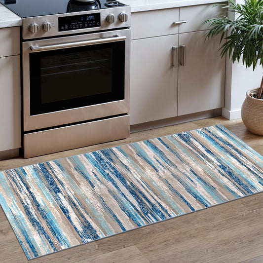 Lansny Modern Abstract 2x5 Runner Rug Non Slip Washable Kitchen Rugs