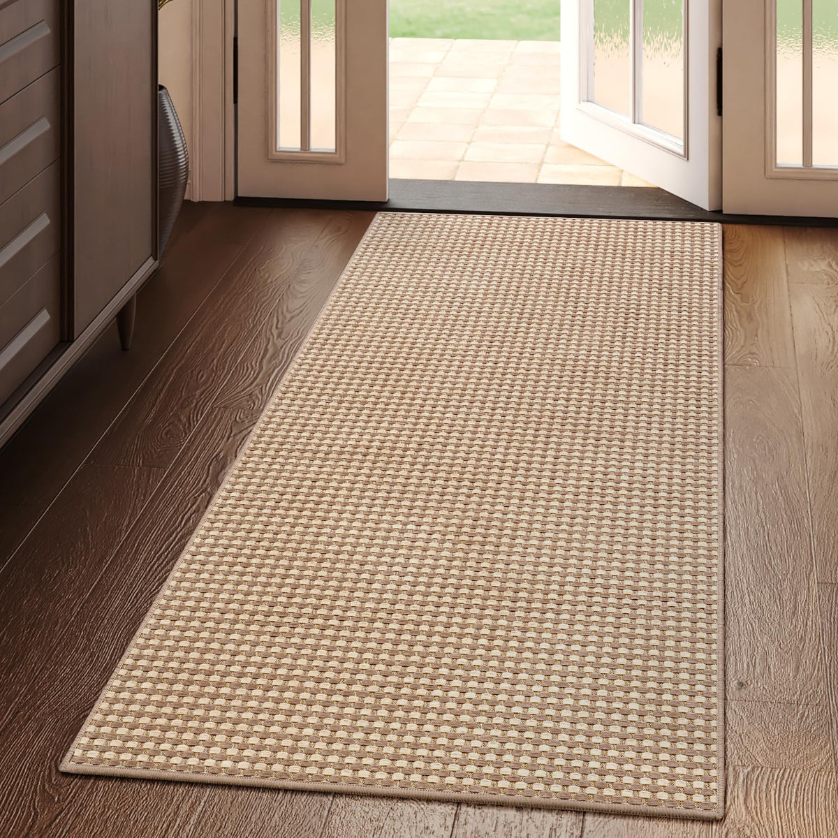 YDKGL 2x6 ft Low Pile Kitchen Runner Mat, Non Slip Washable, Brown
