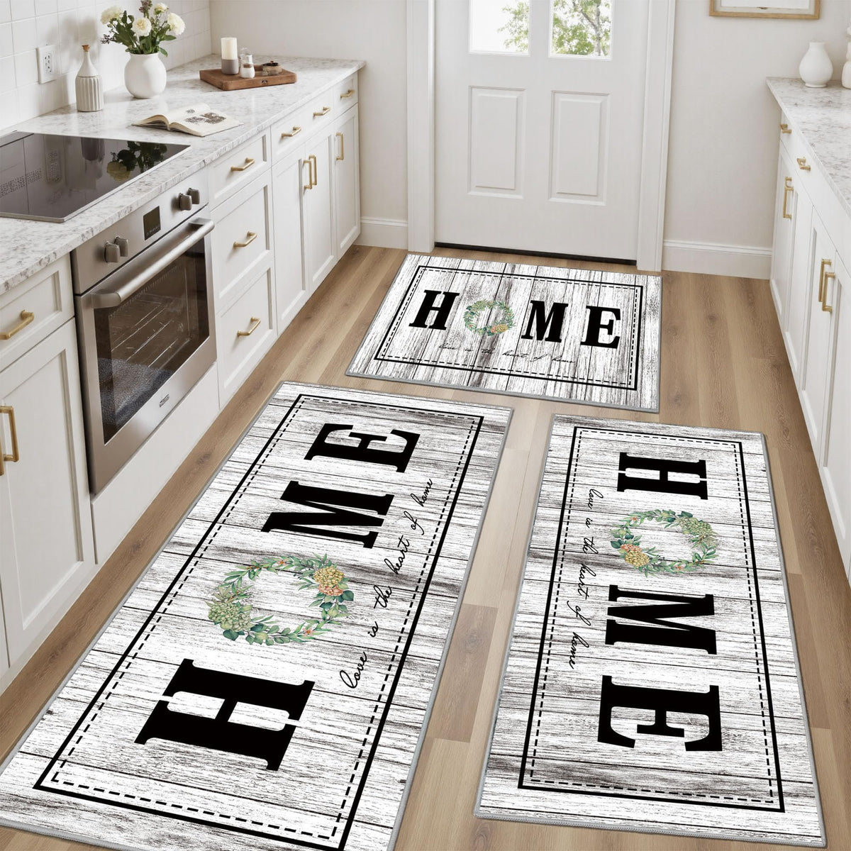 Kitchen Rugs Non Slip Washable Farmhouse Kitchen Mats for Floor, Rustic