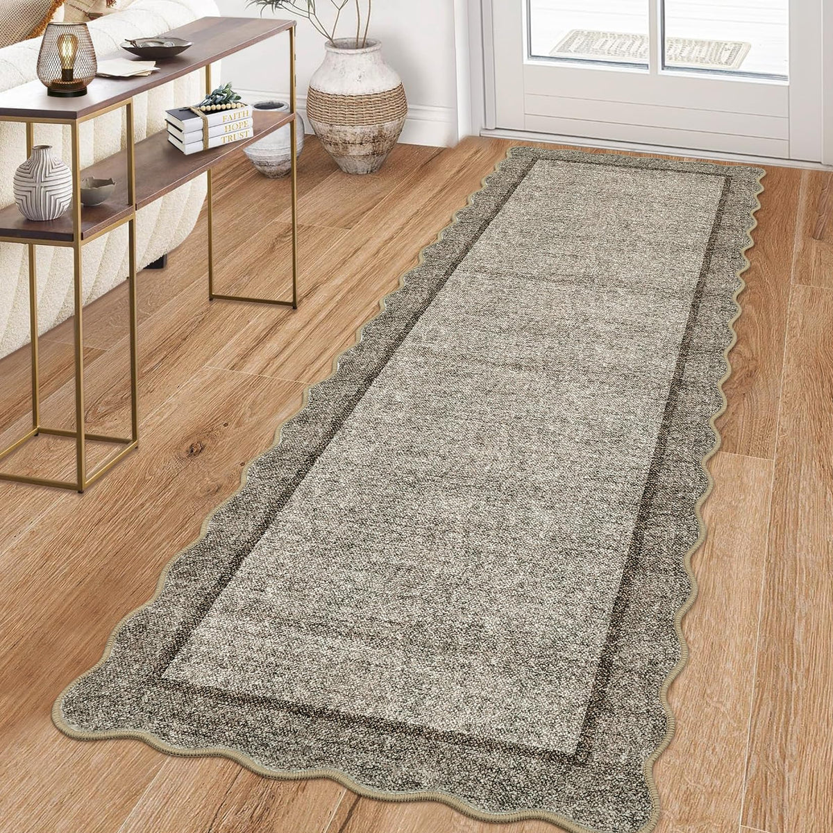 GarveeHome Scalloped Washable Runner Rug 2x6 Non Slip Kitchen Rugs