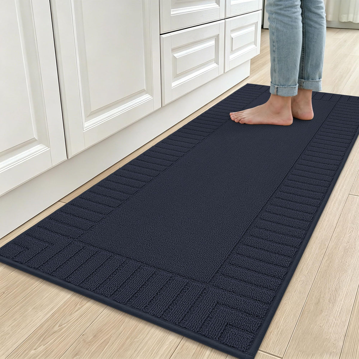 BEQHAUSE Kitchen Rugs 20"x30", Non Slip Washable Kitchen Floor Mat, Grey