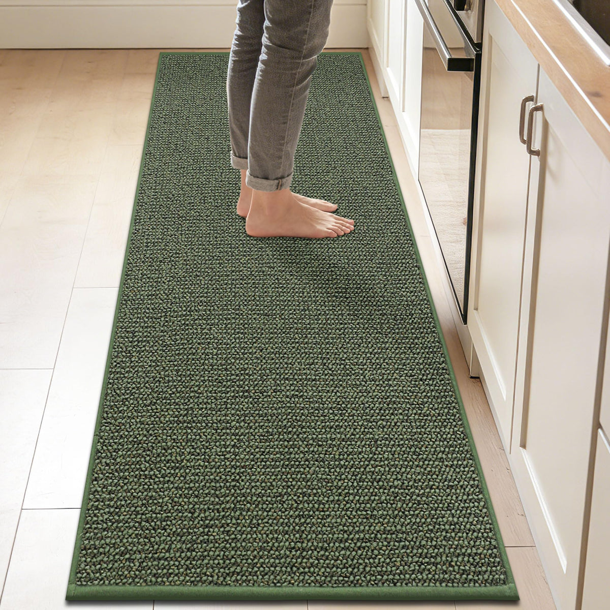 BEQHAUSE Kitchen Rugs 32"x48", Non-Slip Kitchen Mats for Floor, Taupe