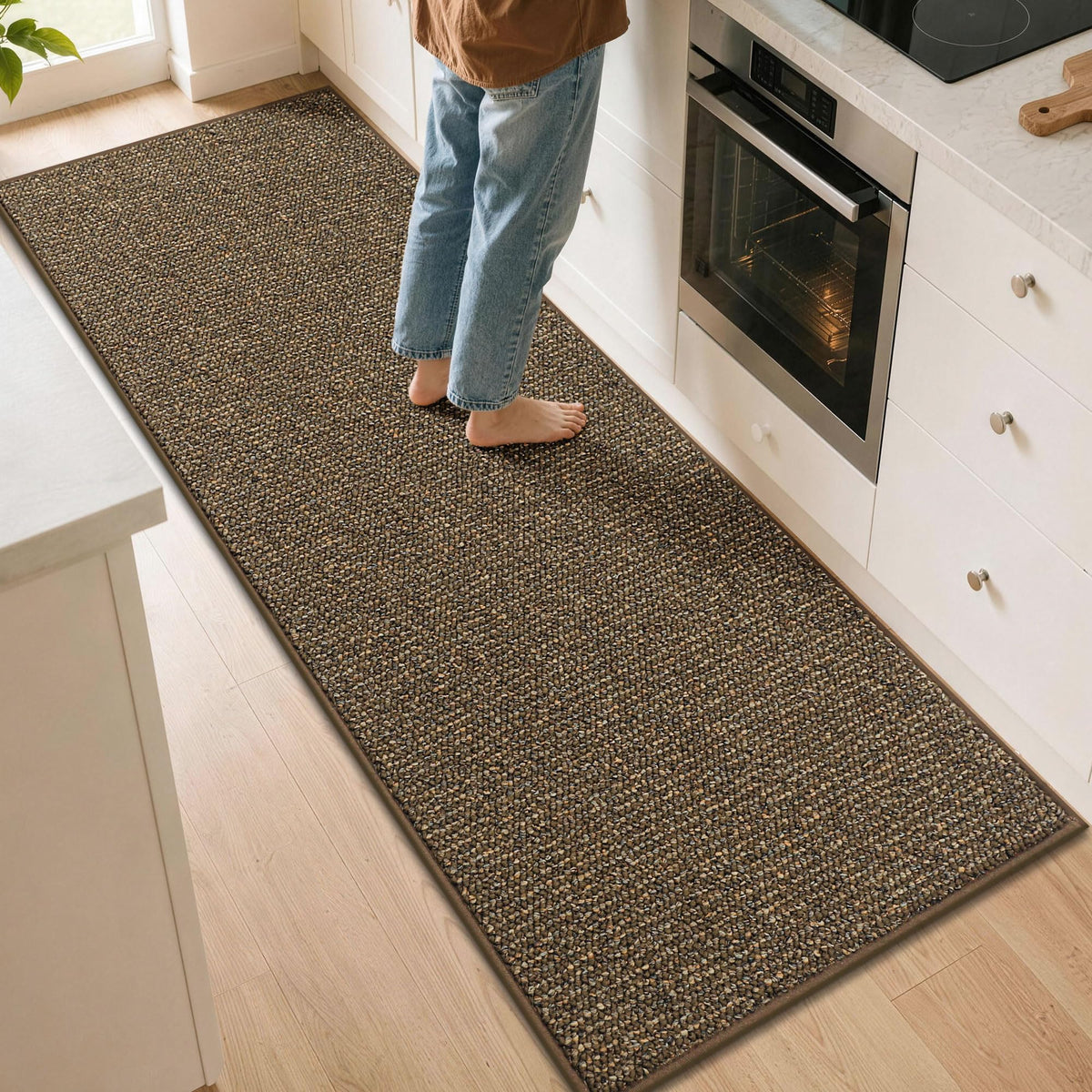 BEQHAUSE Kitchen Rugs 32"x48", Non-Slip Kitchen Mats for Floor, Taupe