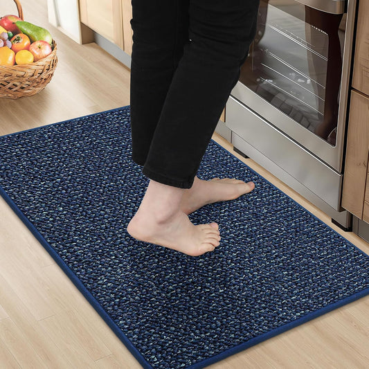 BEQHAUSE Kitchen Rugs 20"x32", Non-Slip Kitchen Mats for Floor, Blue