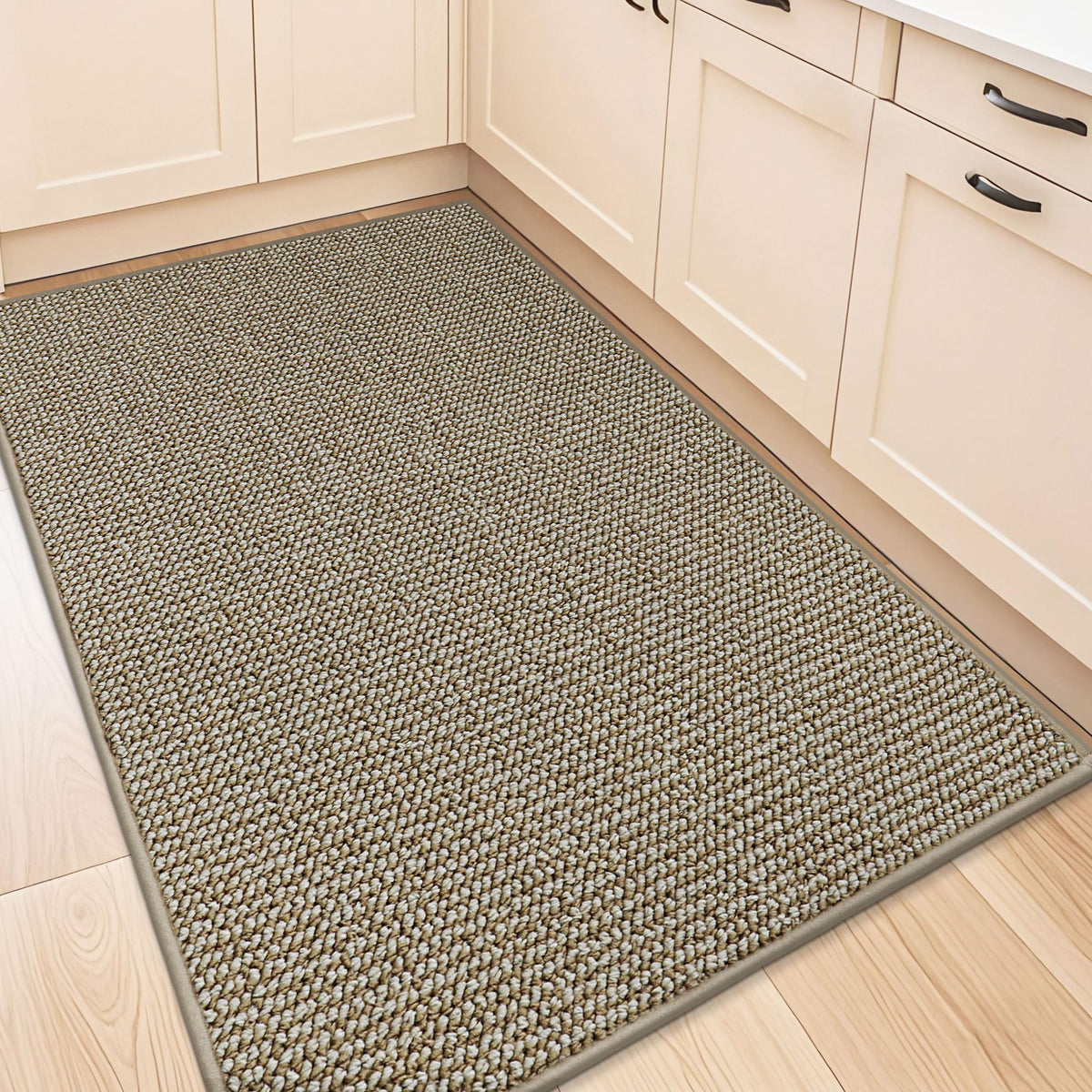 BEQHAUSE Kitchen Rugs 32"x48", Non-Slip Kitchen Mats for Floor, Taupe