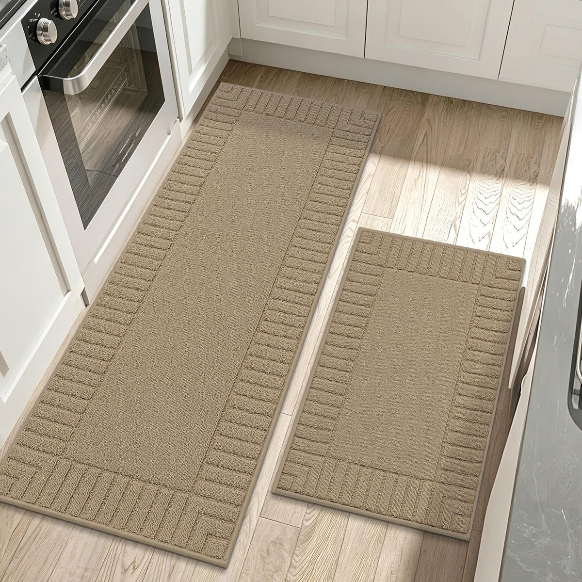 BEQHAUSE Kitchen Rugs 20"x30", Non Slip Washable Kitchen Floor Mat, Grey