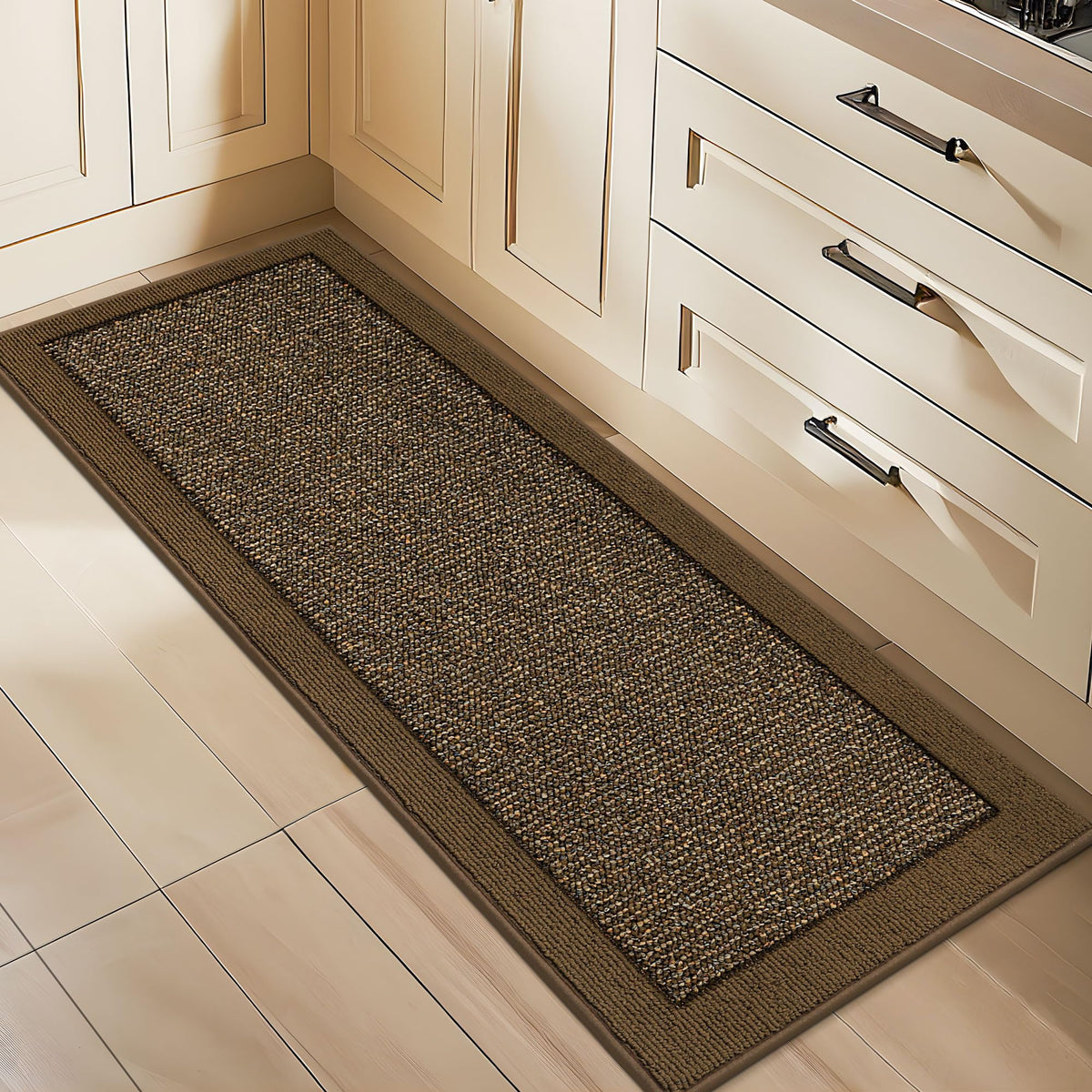BEQHAUSE Kitchen Rugs Set of 2, Non Slip Washable, 24"x36"+24"x60", Black