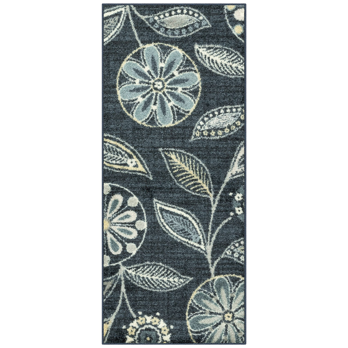 Maples Rugs Reggie Bohemian Floral Print Kitchen Rug, 2'6 x 3'10, Dark Grey
