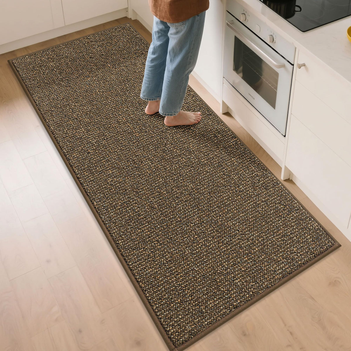 BEQHAUSE Kitchen Rugs 32"x48", Non-Slip Kitchen Mats for Floor, Taupe