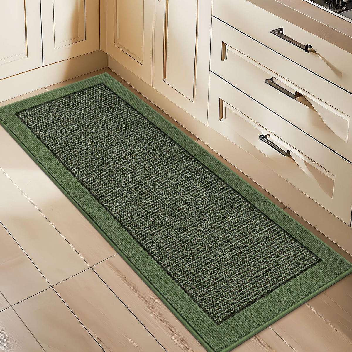 BEQHAUSE Kitchen Rugs Set of 2, Non Slip Washable, 24"x36"+24"x60", Black
