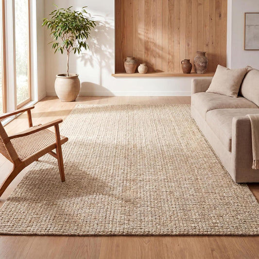 JONATHAN Y Pata Hand Woven Chunky Jute Light Ivory Indoor Area Rug, 5x8, Bohemian, Rustic, Cottage, Easy-Cleaning for Living Room, Bedroom, Kitchen, Non-Shedding (NRF102B-5)