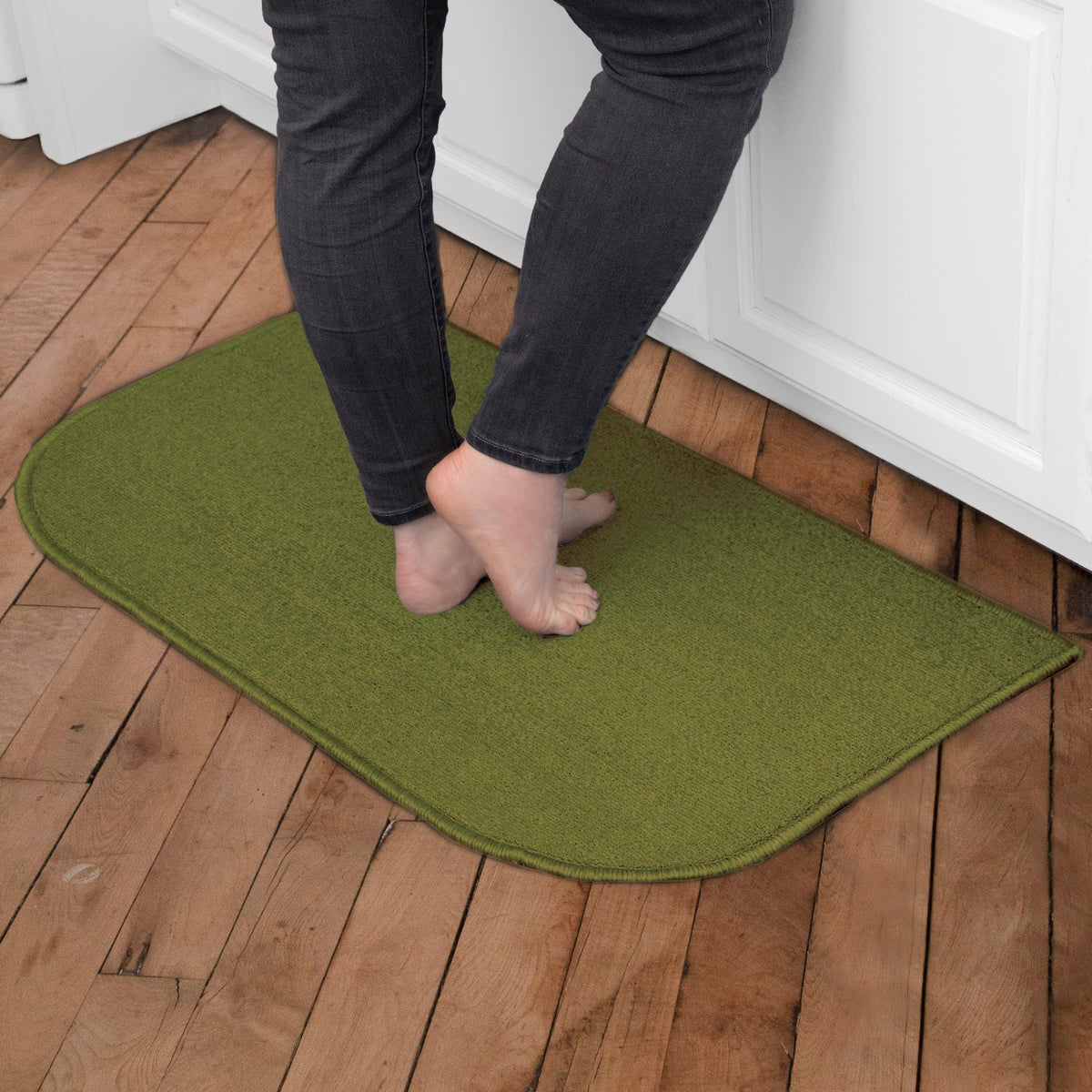 Ritz Solid Accent Rug: 18" x 30" Stain Resistant Kitchen or Living Room Floor Mat, Latex Backing, Machine Washable, Red