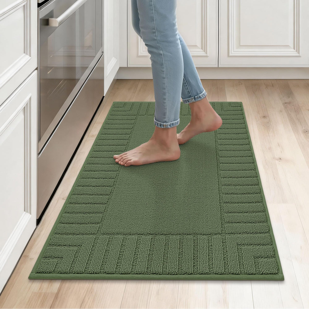 BEQHAUSE Kitchen Rugs 20"x30", Non Slip Washable Kitchen Floor Mat, Grey